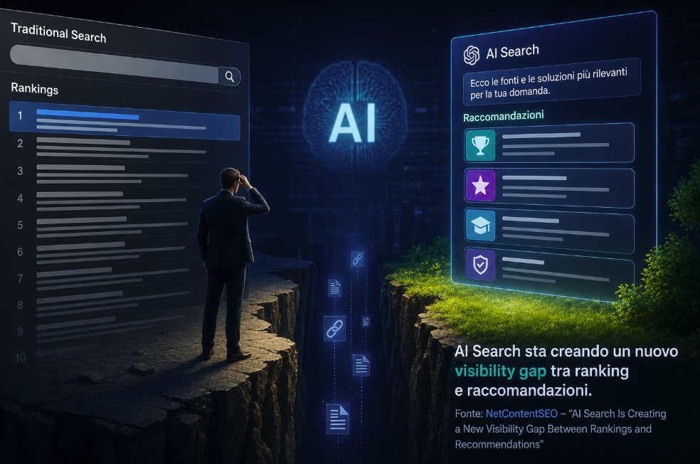 AI Search, il nuovo visibility gap: essere primi su Google non basta per essere raccomandati dall’AI