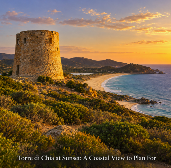 Torre di Chia at Sunset: A Coastal View to Plan For