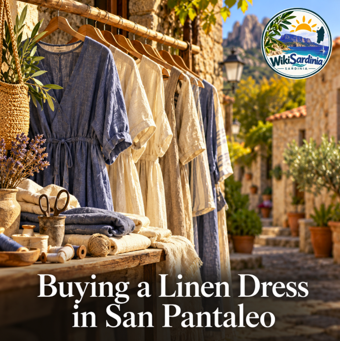 Buying a Linen Dress in San Pantaleo