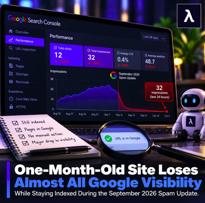 One-Month-Old Site Loses Almost All Google Visibility While Staying Indexed During the September 2026 Spam Update