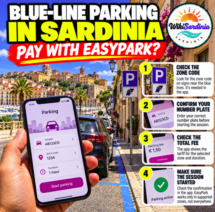 How to Pay for Blue-Line Parking in Sardinia Without a Meter