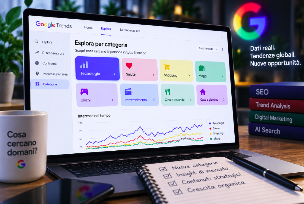 Google Trends aggiunge la ricerca per categoria: la keyword research può iniziare dal mercato