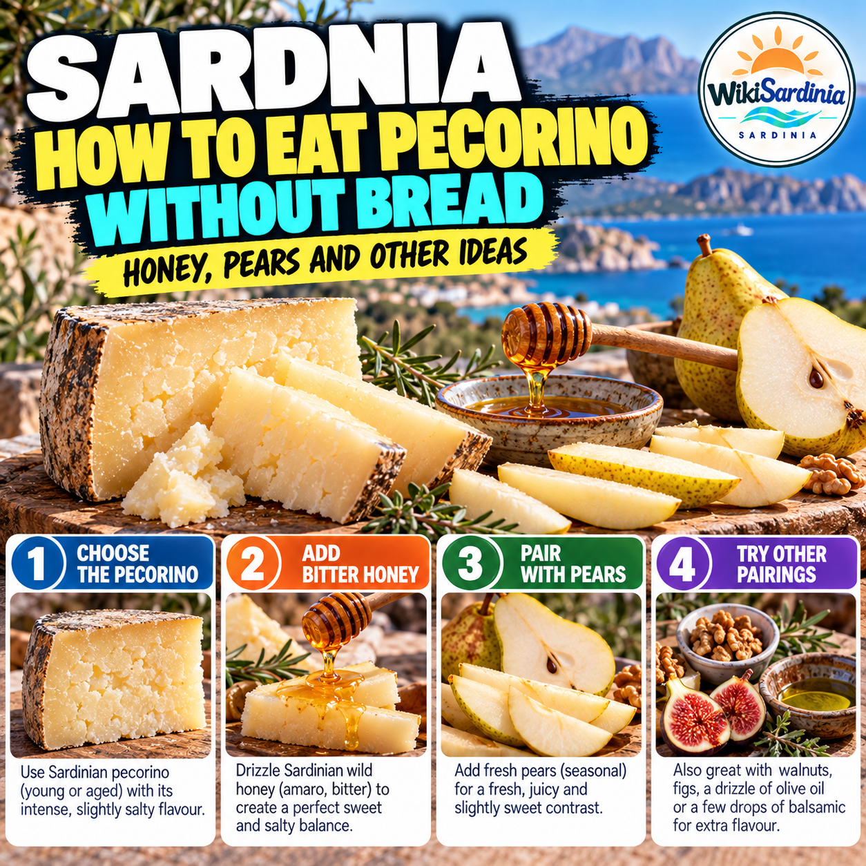 How to Eat Sardinian Pecorino Without Bread: Honey and Pears