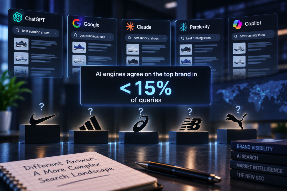 AI Engines Agree on the Top Brand in Fewer Than 1.5% of Queries
