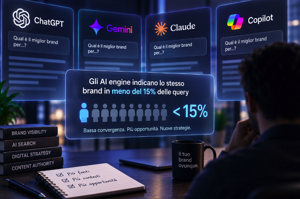Gli AI engine scelgono lo stesso brand in meno dell’1,5% delle query: la visibilità AI è un mercato frammentato