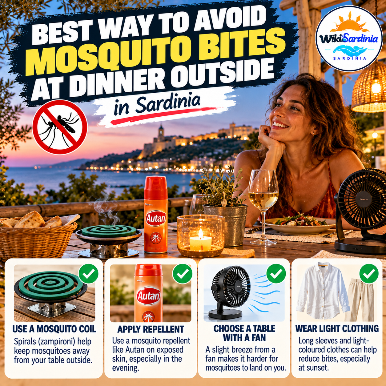 Sardinia: Best Ways to Avoid Mosquito Bites at Outdoor Dinner