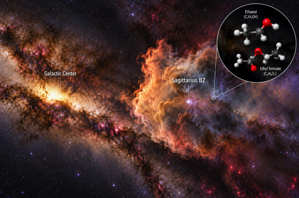 Sagittarius B2: The Giant Space Cloud Famous for Alcohol and a Hint of Raspberry Chemistry