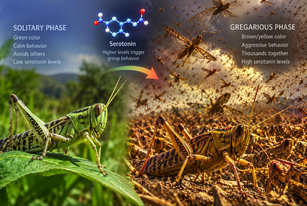 Why Do Locusts Change Color and Behavior When They Crowd Together?