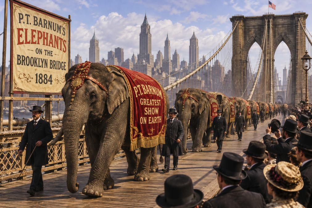 When 21 Elephants Crossed the Brooklyn Bridge: P.T. Barnum’s Greatest Publicity Stunt