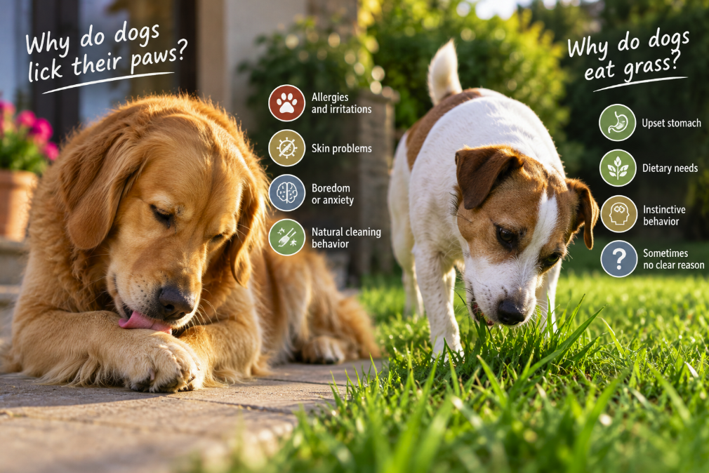 Why Do Dogs Lick Their Paws — and Why Do They Eat Grass?