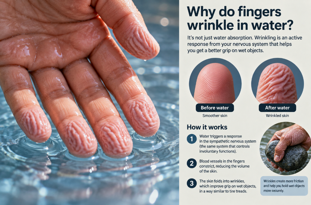 Why Do Fingers Wrinkle in Water? It’s Not Just Waterlogged Skin