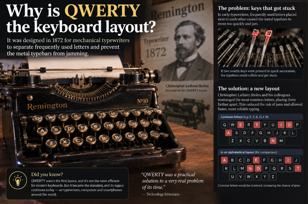 Why Is QWERTY the Keyboard Layout? The 150-Year-Old Mystery Behind Your Keys