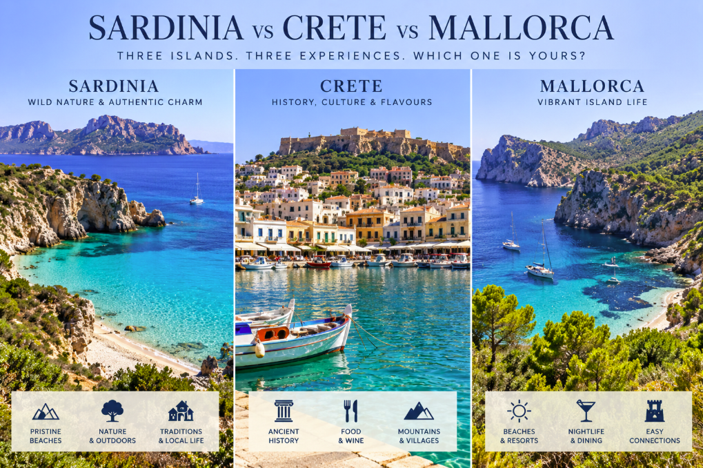 Sardinia vs Crete vs Mallorca: Which Mediterranean Island Is Right for You?